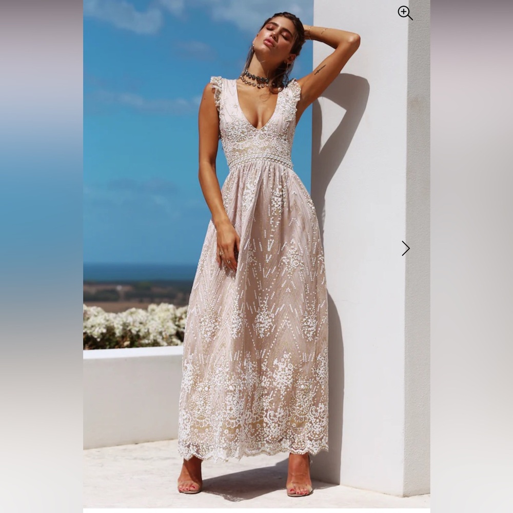 Hello Molly GOLD ON THE CEILING MAXI DRESS CHAMPAGNE